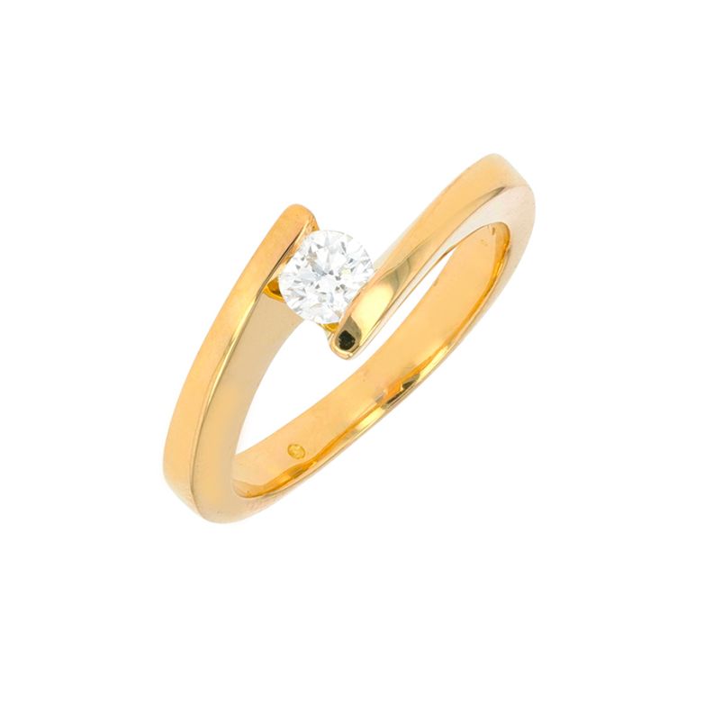 Solitaire diamant 0.20 carat or jaune 4.49g Comme neuf -  reconditionné disponible sur Gemme Les Bijoux
